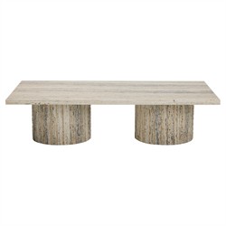Angelo Modern Classic Beige Travertine Rectangular Coffee Table