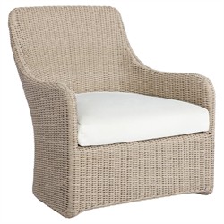 Heather Coastal Beach Vintage White Woven Outdoor Swivel Chair