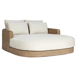 Caney Coastal Beach Brown Woven Outdoor Double Chaise Lounge