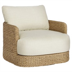Caney Coastal Beach Brown Woven Outdoor Swivel Chair