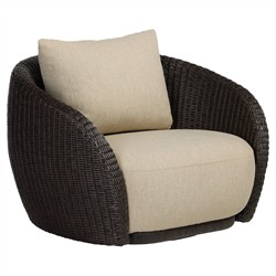 Cyra Coastal Beach Dark Brown Woven Outdoor Swivel Chair