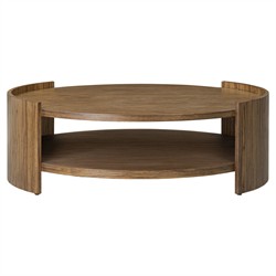 Damari Rustic Lodge Brown Wood Round Coffee Table
