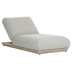 Evander Coastal Beach Grey Woven Outdoor Chaise Lounge