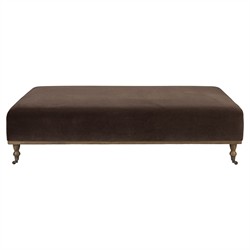 Harlin Updated Traditional Brown Velvet Performance Rectangular Cocktail Ottoman