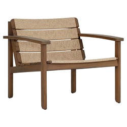 Isolde Coastal Beach Brown Teak Woven Outdoor Lounge Chair