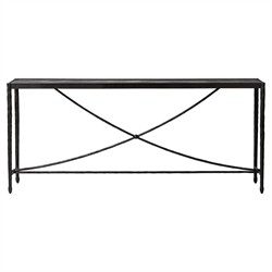 Jane Updated Traditional Textured Black Iron Rectangular Console Table