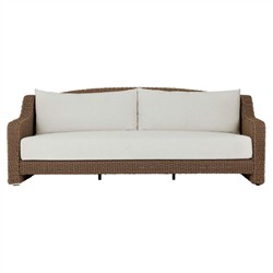 Marina Coastal Beach Cream Woven Outdoor Sofa - 93"