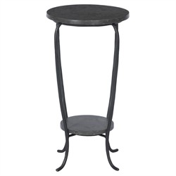 Nina Updated Traditional Grey Marble Black Iron Drink Table