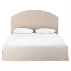 Oasley Updated Traditional Beige Slipcovered Bed - Queen