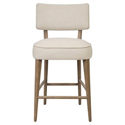 Andy Modern Classic Cream Performance Brown Wood Counter Stool