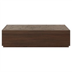 Ridge Rustic Lodge Dark Brown Teak Rectangular Block Outdoor Coffee Table
