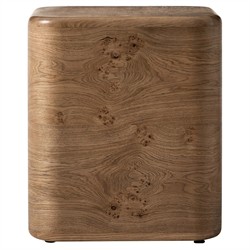 Talessi Modern Classic Brown Oak Burl Square Block End Table