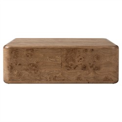 Talessi Modern Classic Brown Oak Burl Block Coffee Table