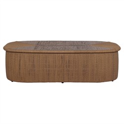 Taum Coastal Beach Brown Woven Oval Outdoor Coffee Table