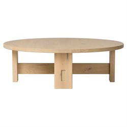 Willa Coastal Beach Bleached Oak Round Coffee Table