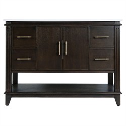 Colombe Traditional White Quartz Dark Brown Wood Single Vanity Sink - 48"