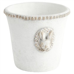 Celia French Country White Rabbit Medallion Outdoor Planter - Medium