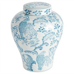 Salvatore French Country Light Blue Porcelain Lidded Ginger Jar