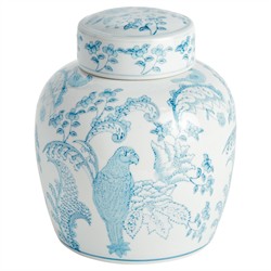 Salvatore French Country Light Blue Porcelain Lidded Decorative Jar