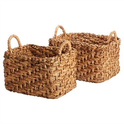 Eden Coastal Beach Natural Banana Leaf Woven Basket - Set of 2