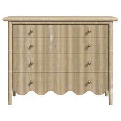 Melvin Updated Traditional Beige Wood Scalloped Bachelor Chest