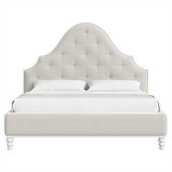 Joe Updated Traditional White Wood Tufted Bed - Queen