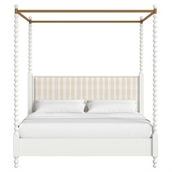 Dane Updated Traditional White Wood Canopy Spindle Bed - Queen