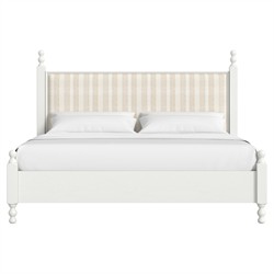 Dane Updated Traditional White Wood Finial Spindle Bed - Queen