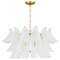 Chloe Updated Traditional Etched Glass Burnished Brass Chandelier