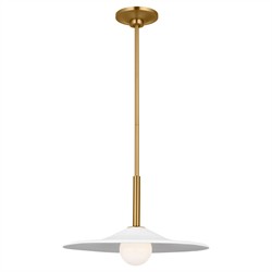 Endicott Modern Classic Milk Glass Burnished Brass Pendant - 16"