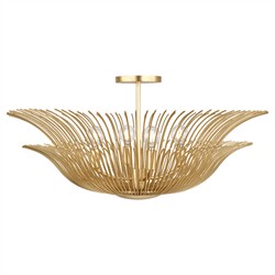 Dorelle French Country Gild Fluted Brass Semi Flush Mount