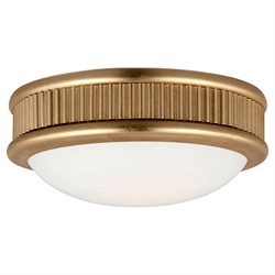 Ritz Traditional Drum Silk Screen Gild Flush Mount - 8"