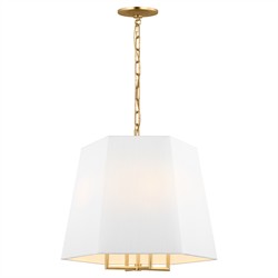 Lille Modern Hexagon White Silk Gild Hanging Shade - 20"