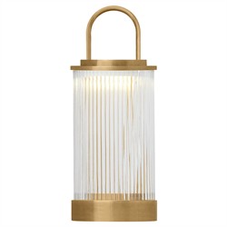 Tawa Modern Fluted Glass Natural Brass Rechargeable Outdoor Table Lamp