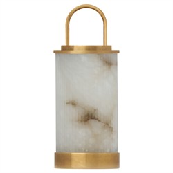 Tawa Modern White Alabaster Antique Brass Rechargeable Outdoor Table Lamp