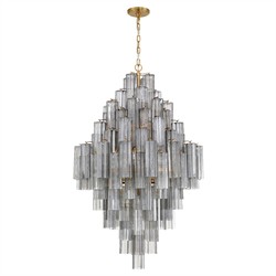 Corin Updated Traditional Smoke Glass Aged Brass 20 Light Chandelier