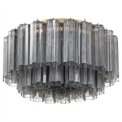 Corin Traditional Smoke Glass Aged Brass 7 Light Flush Mount