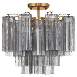 Corin Traditional Smoke Glass Aged Brass 4 Light Semi Flush Mount