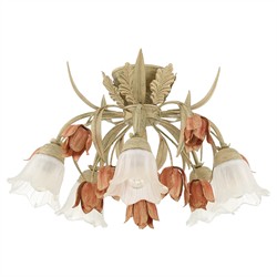 Maribel Updated Traditional Sage Rose Floral Semi Flush Mount