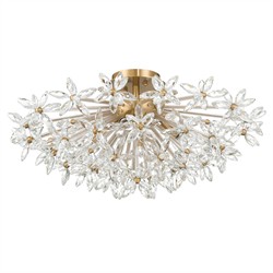 Adalia Modern Classic Aged Brass Crystal Semi Flush Mount