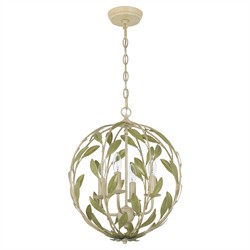 Liora Updated Traditional Champagne Green Leaf 4 Light Chandelier