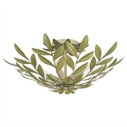 Liora Updated Traditional Champagne Green Leaf 4 Light Semi Flush Mount