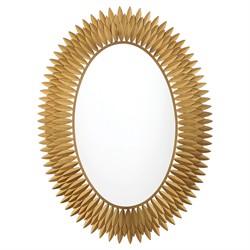 Liora Traditional Antique Gold Sunburst Oval LED Wall Mirror