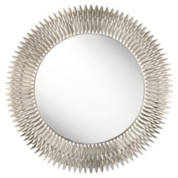 Liora Traditional Antique Silver Sunburst Round Wall Mirror