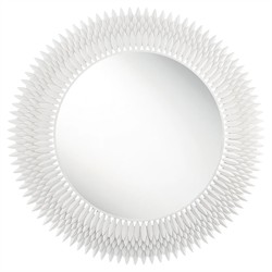 Liora Traditional Matte White Sunburst Round Wall Mirror