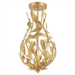 Liora Updated Traditional Antique Gold Leaf Light Semi Flush Mount