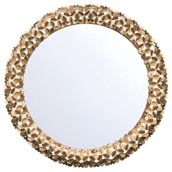 Codara Updated Traditional Gold Leaf Round Wall Mirror