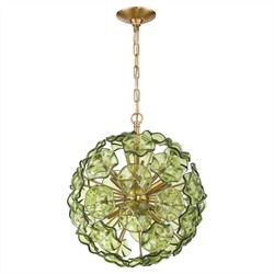 Esmara Traditional Green Glass 6 Light Globe Chandelier