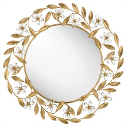 Marielle Traditional Gold Hand-Cut Crystal Floral Wall Mirror