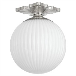 Arden Traditional Polished Nickel White Ribbed Glass Semi Flush Mount
